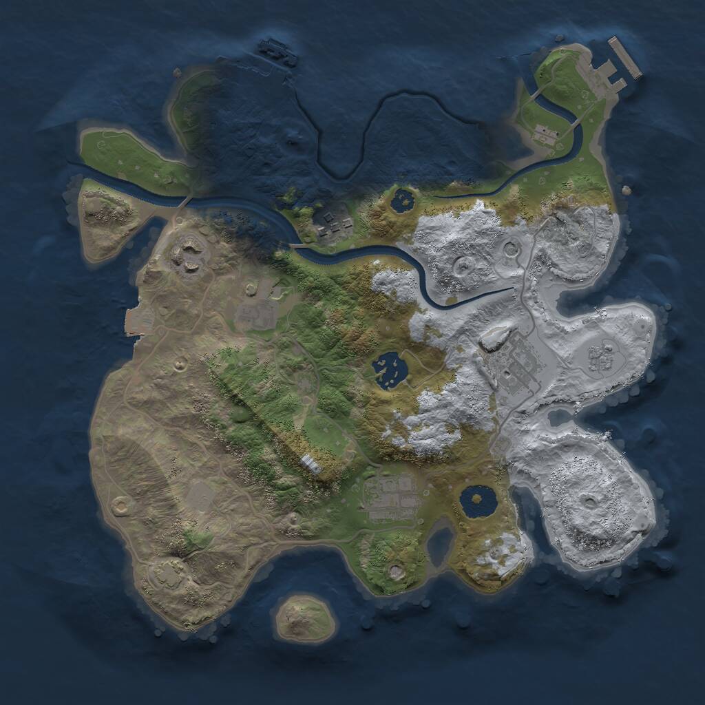Rust Map: Procedural Map, Size: 3000, Seed: 1385953889, 12 Monuments