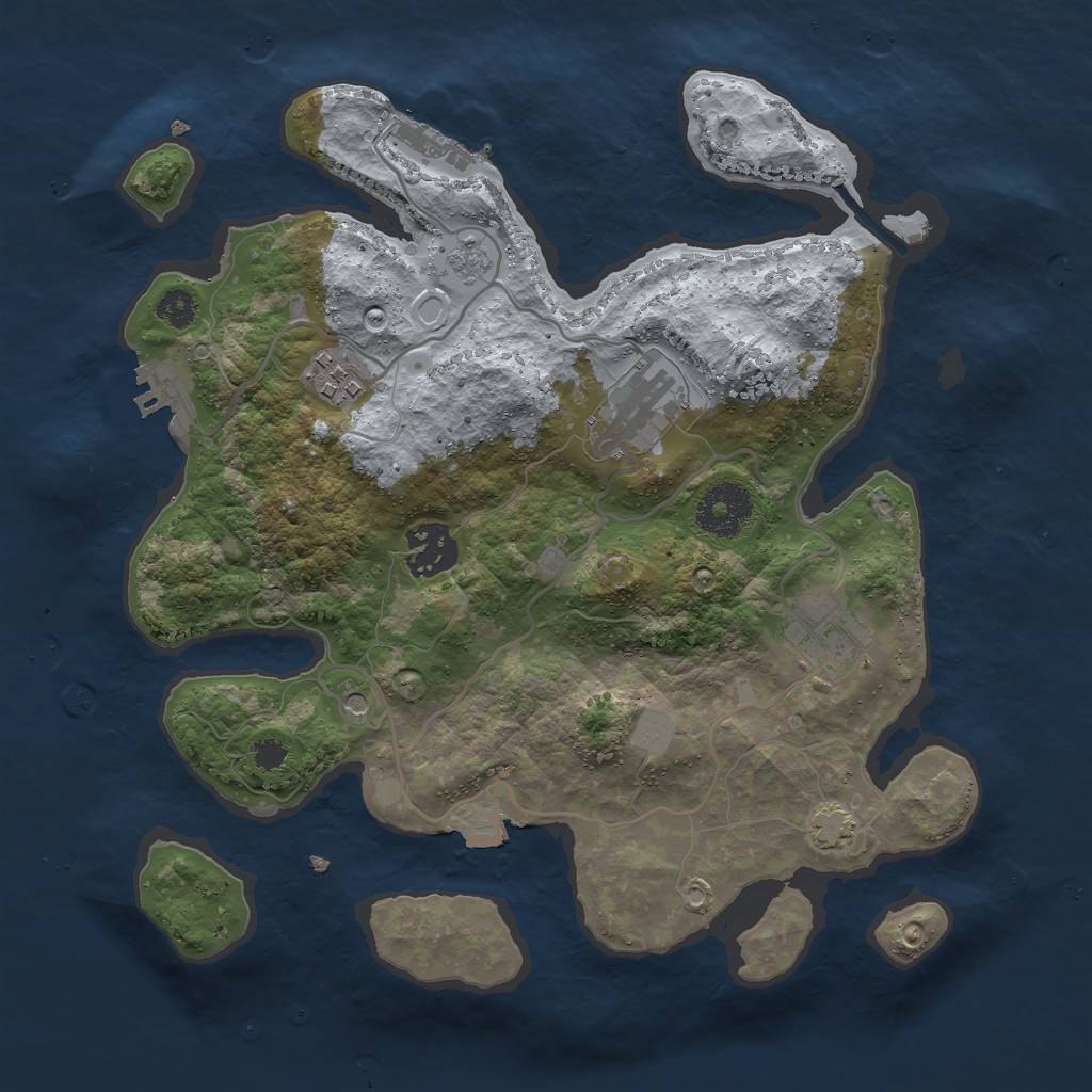 Rust Map: Procedural Map, Size: 3000, Seed: 1422228811, 12 Monuments