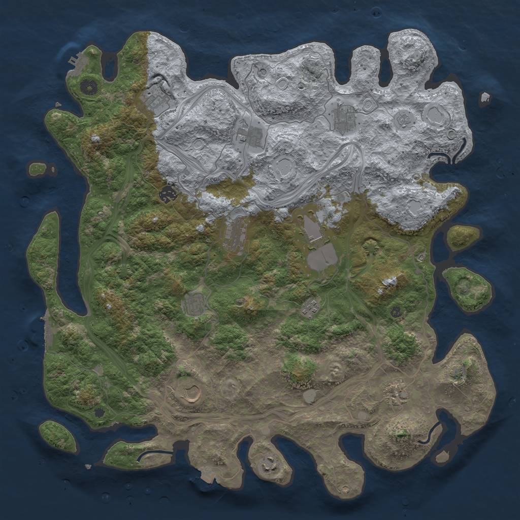 Rust Map: Procedural Map, Size: 4550, Seed: 34447725, 19 Monuments