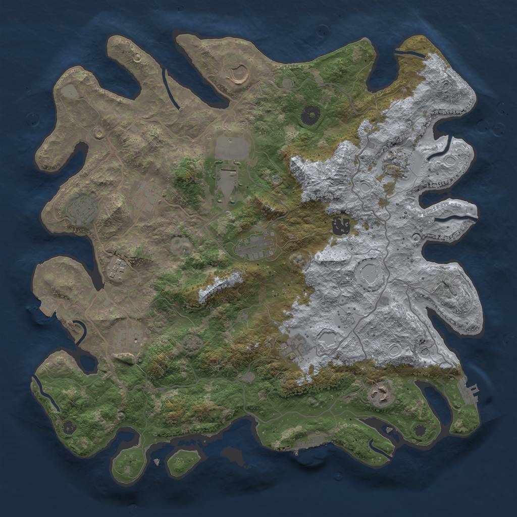 Rust Map: Procedural Map, Size: 4000, Seed: 186102799, 19 Monuments
