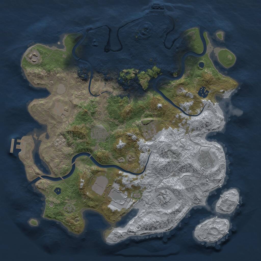 Rust Map: Procedural Map, Size: 3750, Seed: 1640363315, 15 Monuments