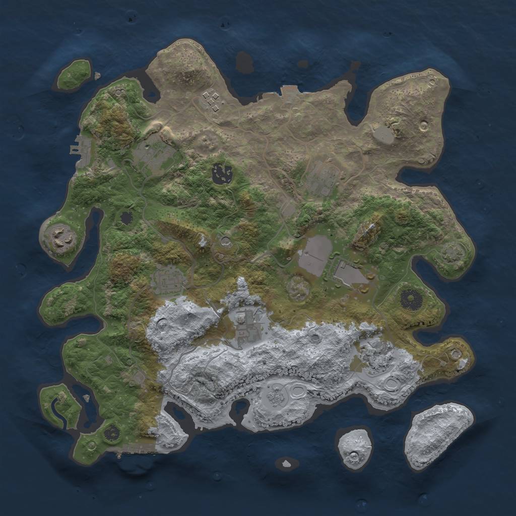 Rust Map: Procedural Map, Size: 3500, Seed: 3642, 17 Monuments