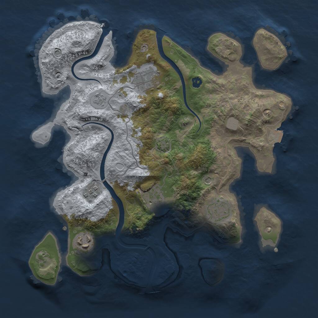 Rust Map: Procedural Map, Size: 3000, Seed: 11699, 9 Monuments