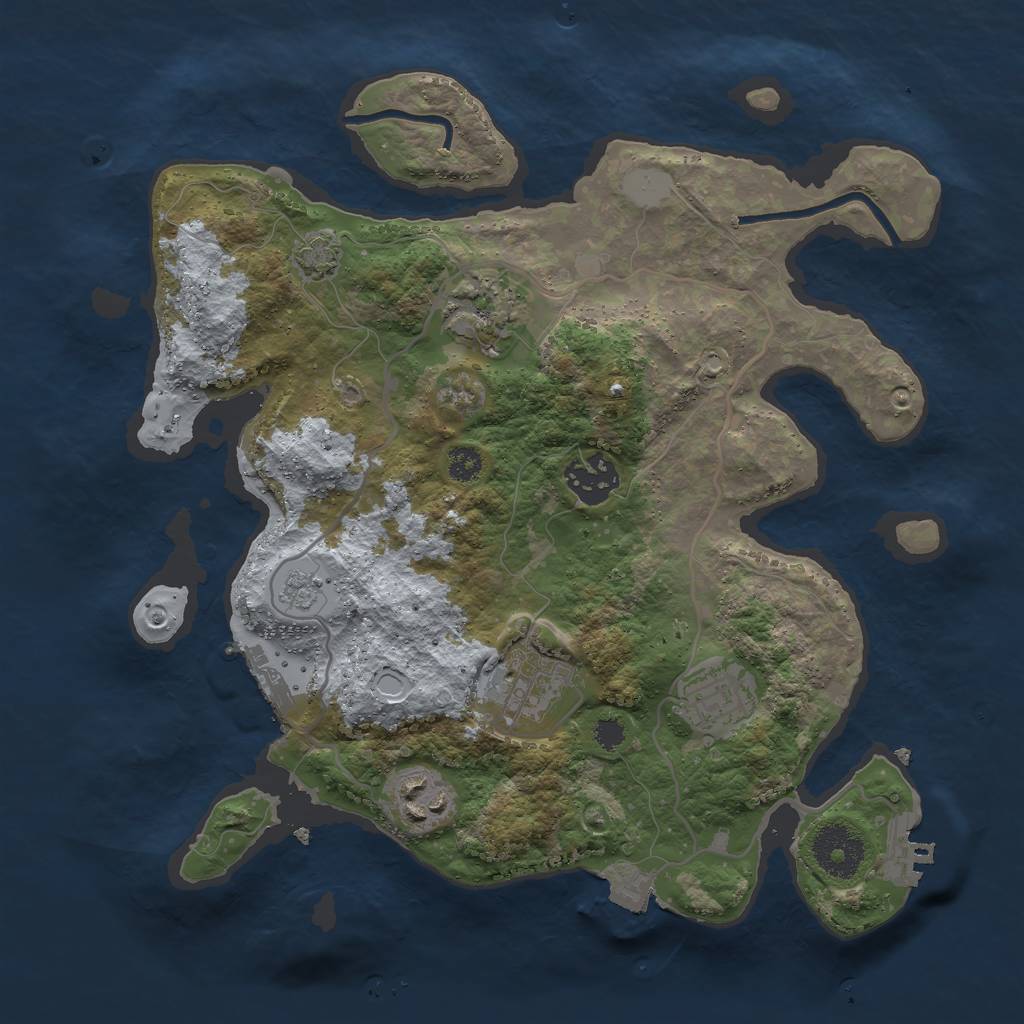 Rust Map: Procedural Map, Size: 3000, Seed: 36633, 12 Monuments