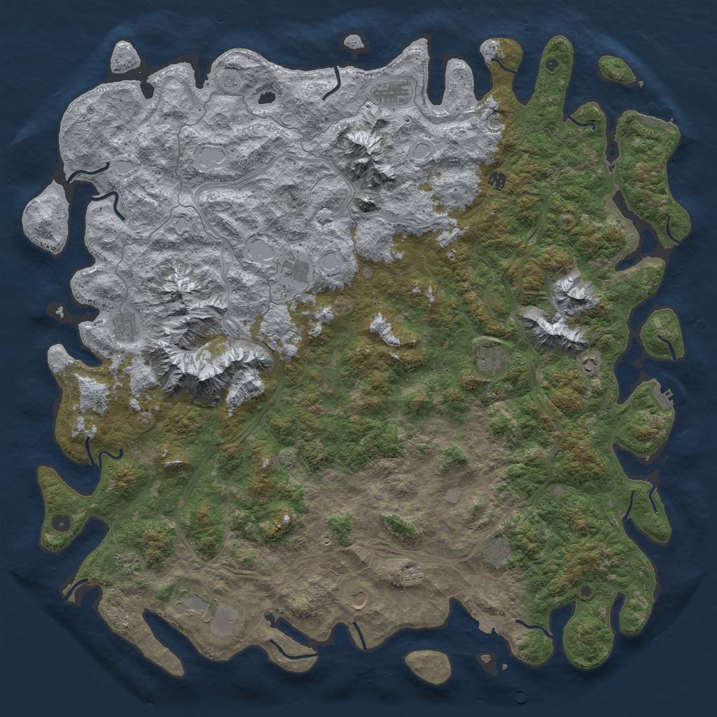 Rust Map: Procedural Map, Size: 6000, Seed: 1385900622, 19 Monuments