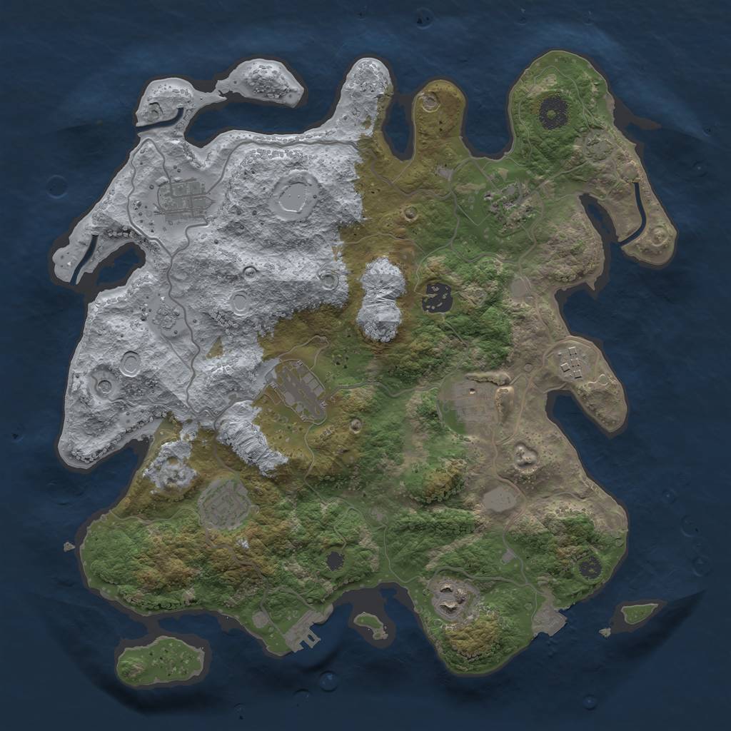 Rust Map: Procedural Map, Size: 3450, Seed: 62594814, 15 Monuments