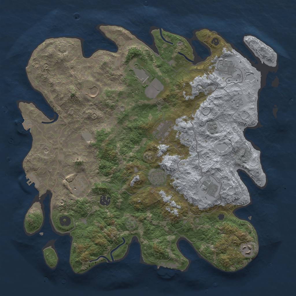 Rust Map: Procedural Map, Size: 4000, Seed: 216164459, 18 Monuments