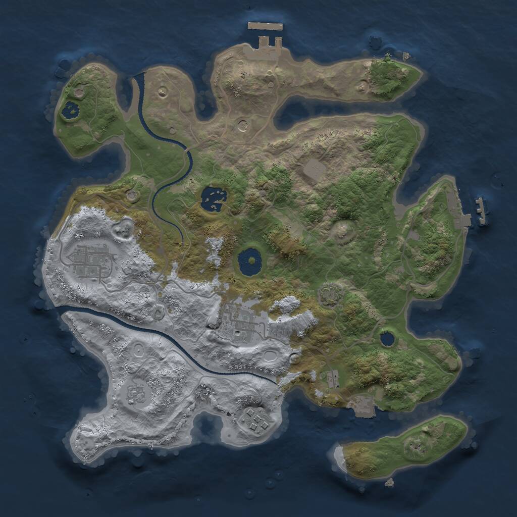 Rust Map: Procedural Map, Size: 3000, Seed: 2137619742, 10 Monuments