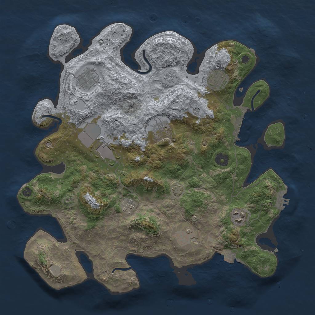 Rust Map: Procedural Map, Size: 3500, Seed: 1195187092, 15 Monuments