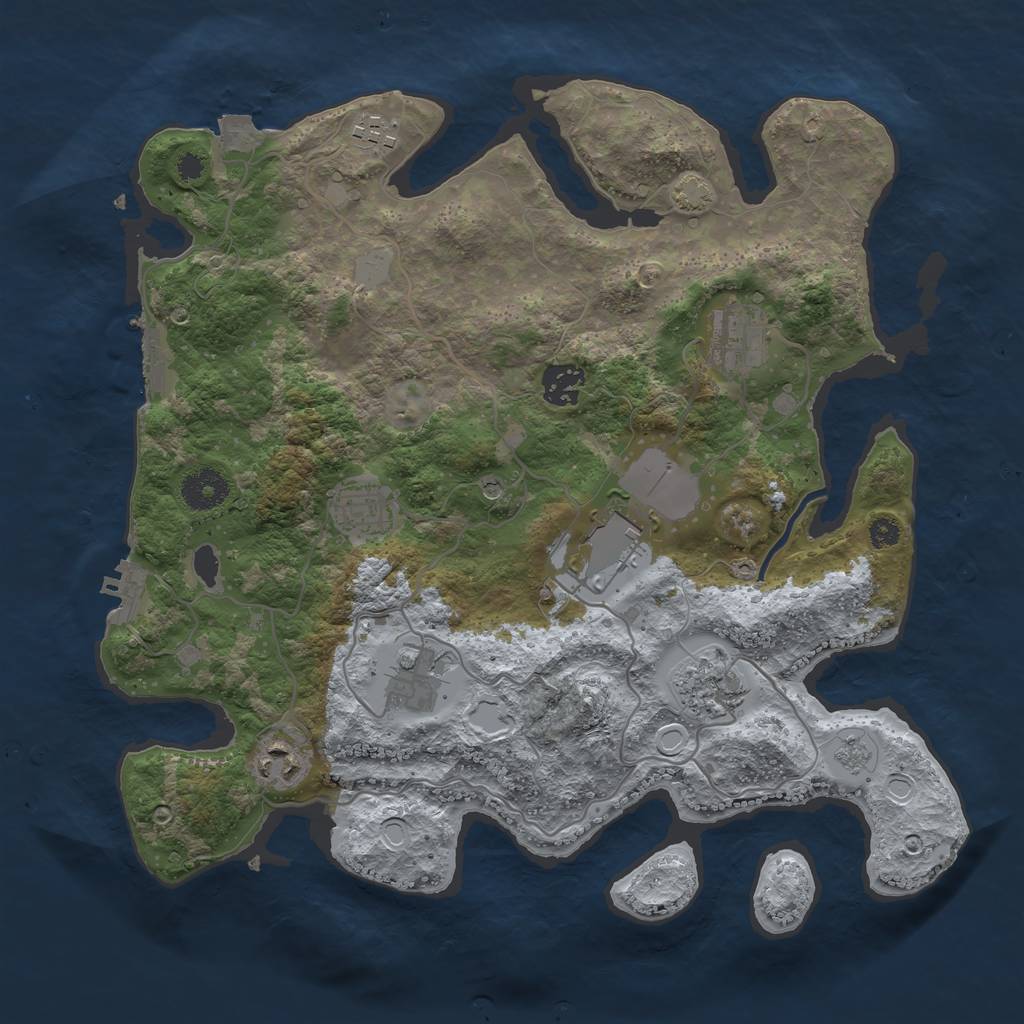 Rust Map: Procedural Map, Size: 3500, Seed: 1628677836, 16 Monuments