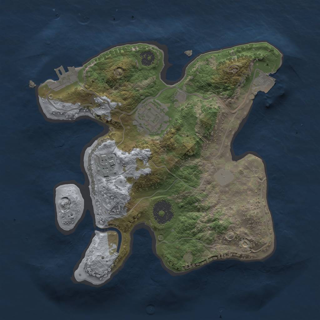 Rust Map: Procedural Map, Size: 2200, Seed: 17777, 6 Monuments