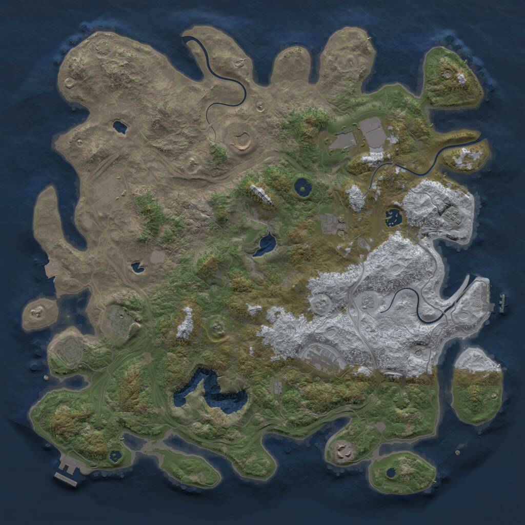 Rust Map: Procedural Map, Size: 4500, Seed: 1276494043, 16 Monuments