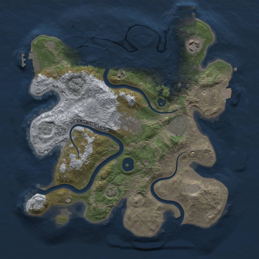 Rust Map: Procedural Map, Size: 3000, Seed: 458794353, 10 Monuments
