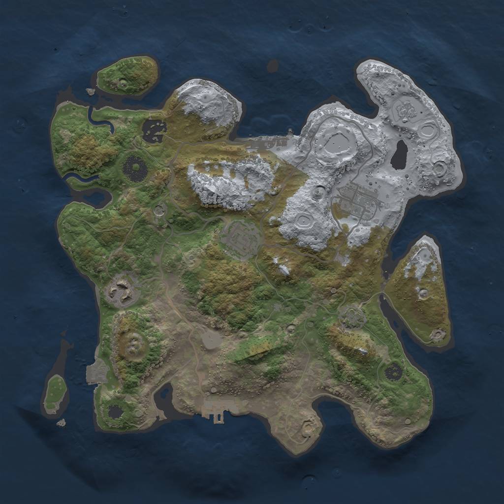 Rust Map: Procedural Map, Size: 3000, Seed: 17778, 12 Monuments