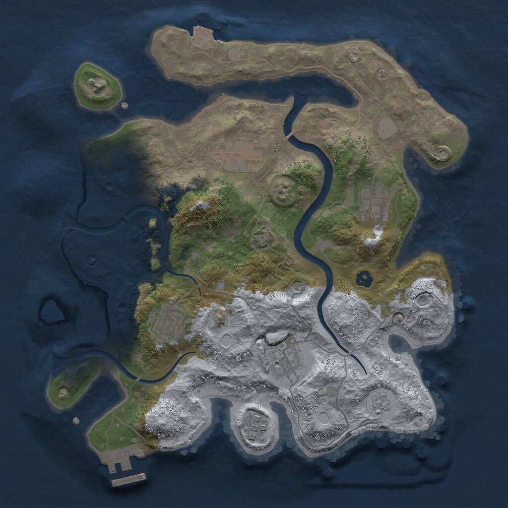 Rust Map: Procedural Map, Size: 3000, Seed: 1217131502, 10 Monuments