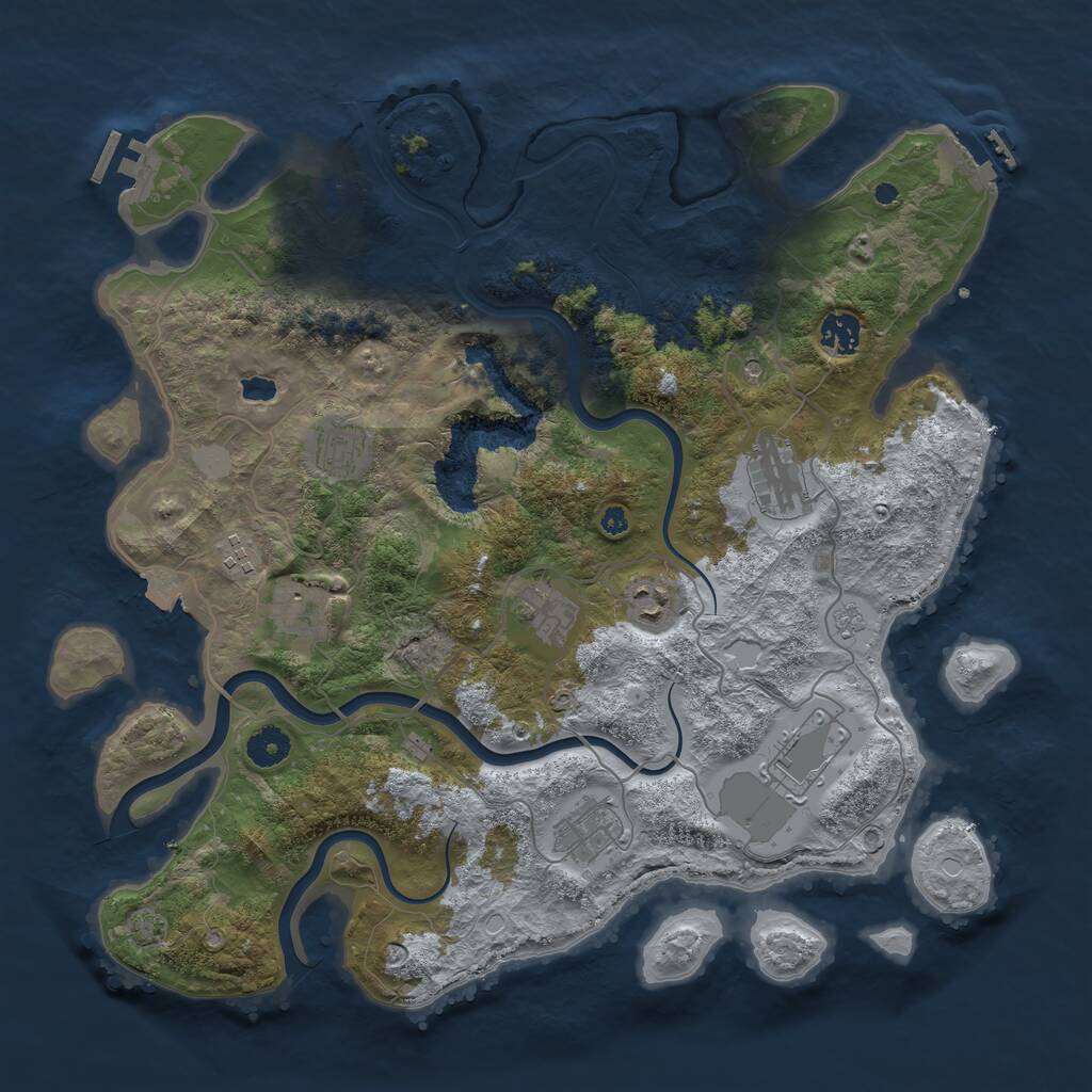 Rust Map: Procedural Map, Size: 4000, Seed: 3850, 15 Monuments