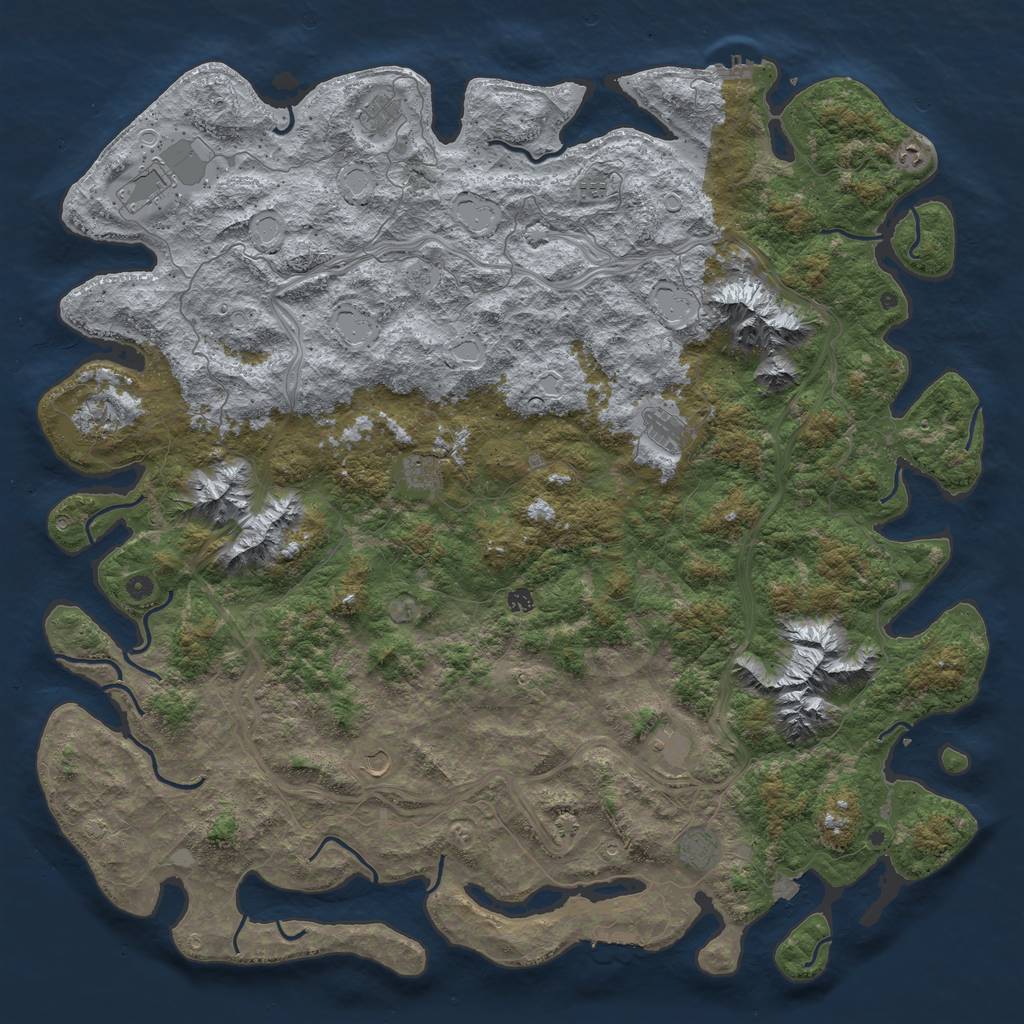 Rust Map: Procedural Map, Size: 6000, Seed: 1237259694, 19 Monuments