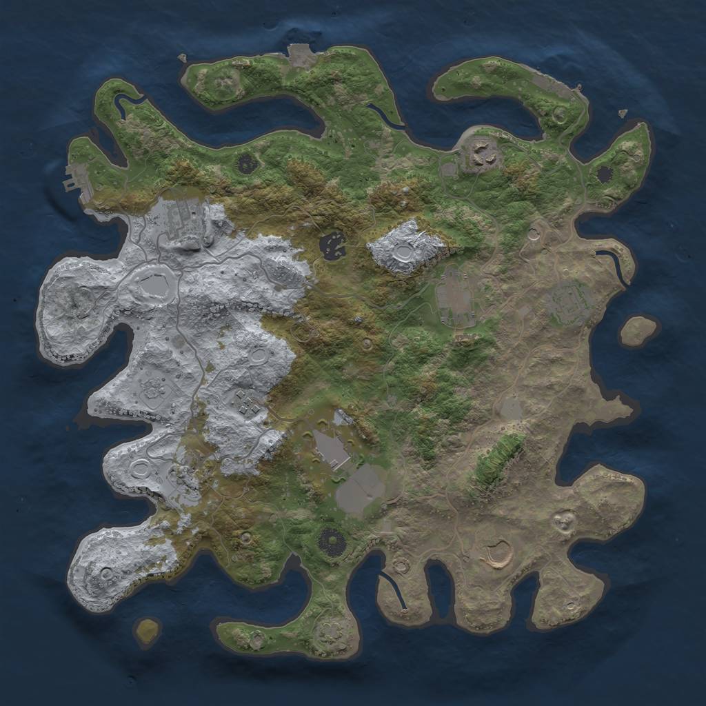 Rust Map: Procedural Map, Size: 3750, Seed: 3234609, 17 Monuments
