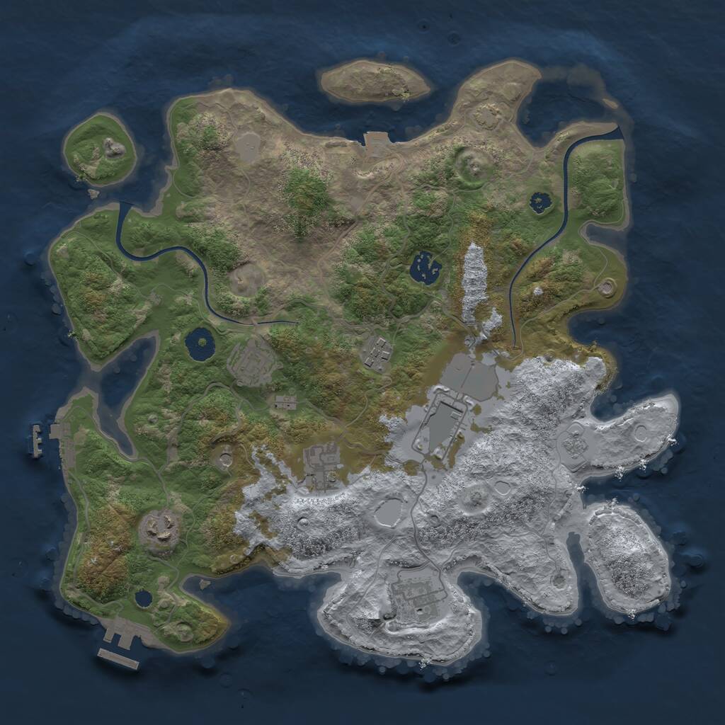 Rust Map: Procedural Map, Size: 3500, Seed: 375343520, 13 Monuments