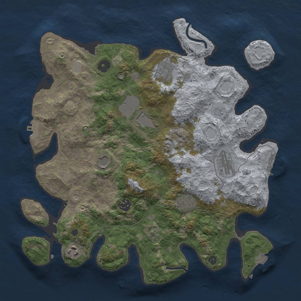 Rust Map: Procedural Map, Size: 3650, Seed: 457550555, 15 Monuments