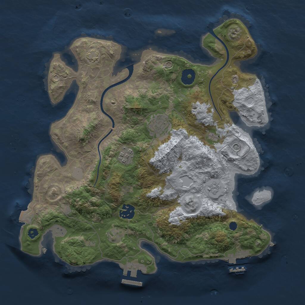Rust Map: Procedural Map, Size: 3000, Seed: 98462968, 9 Monuments