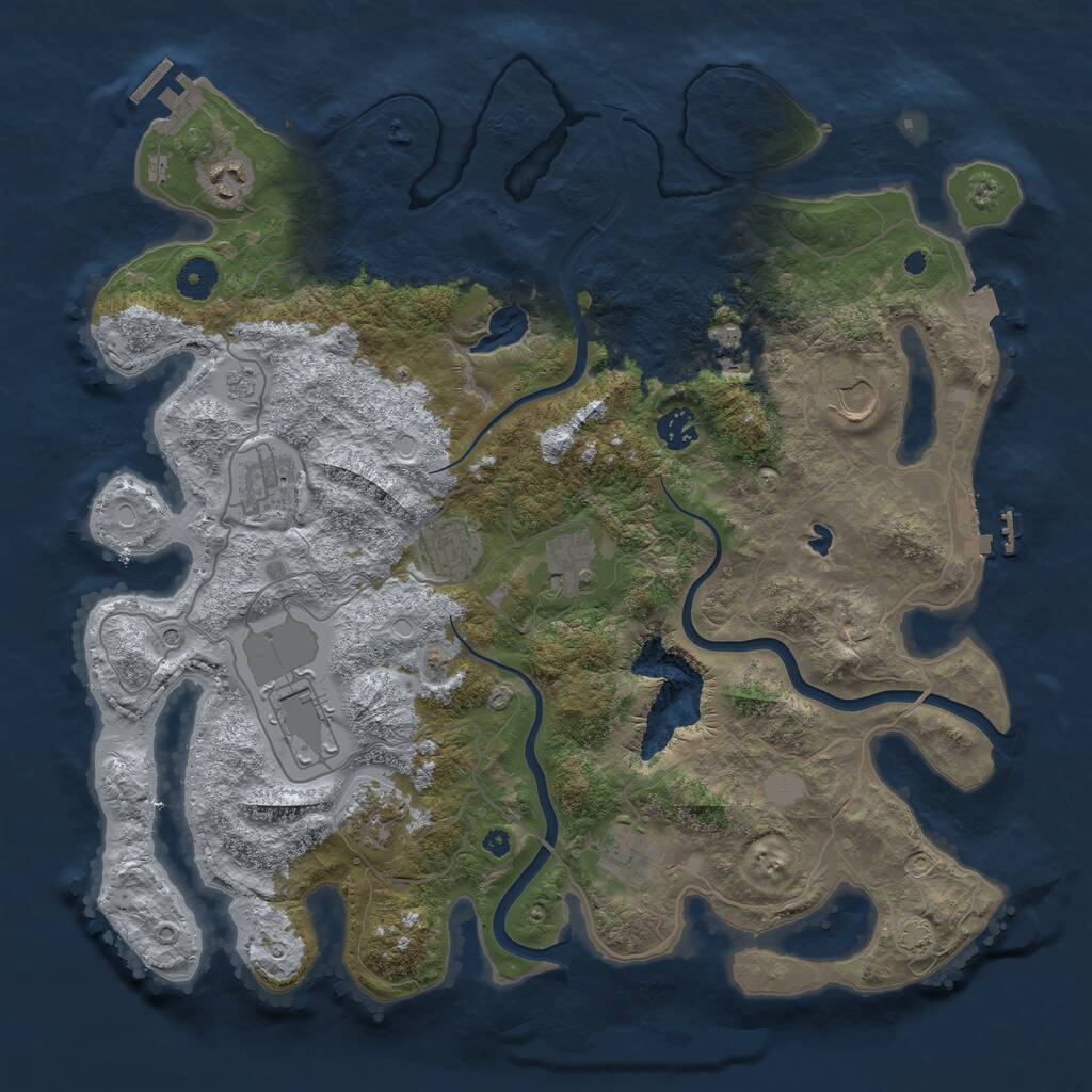 Rust Map: Procedural Map, Size: 4000, Seed: 407973638, 16 Monuments