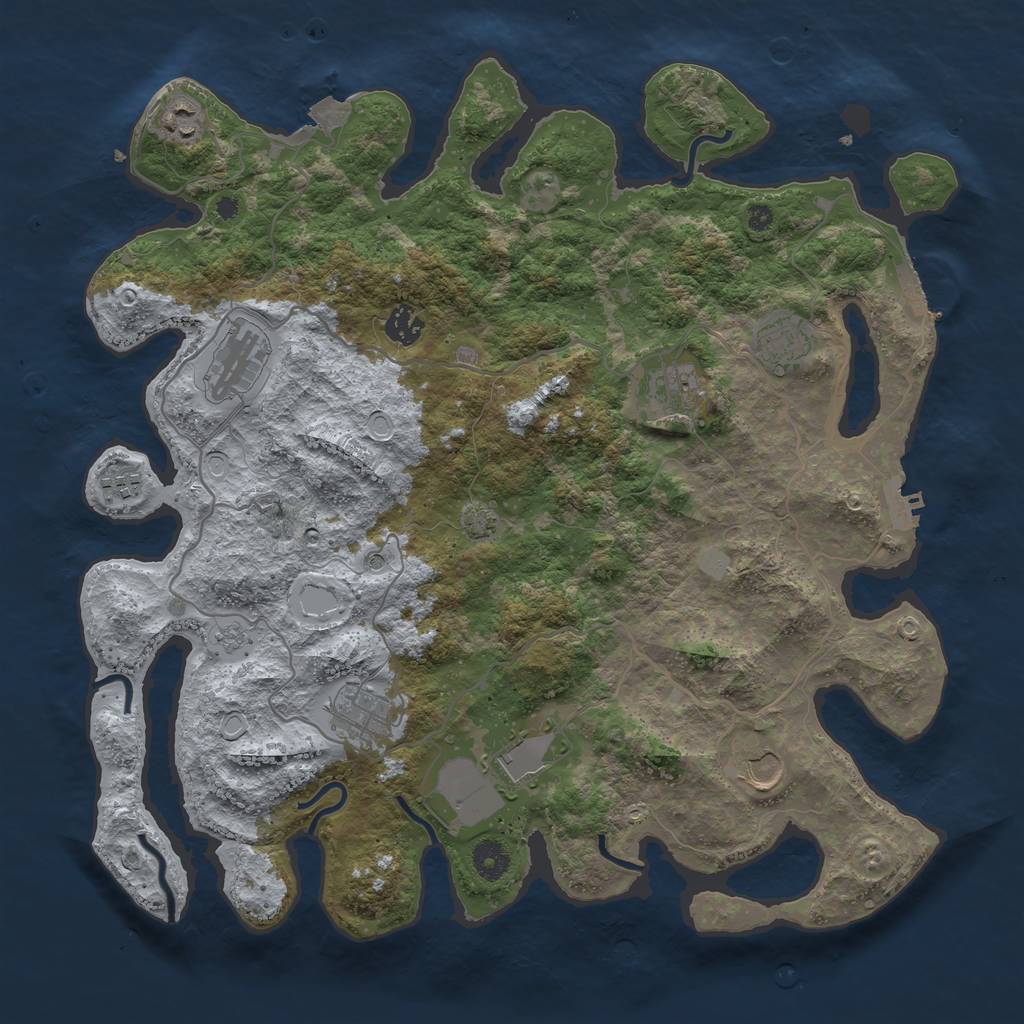 Rust Map: Procedural Map, Size: 4000, Seed: 407973638, 17 Monuments