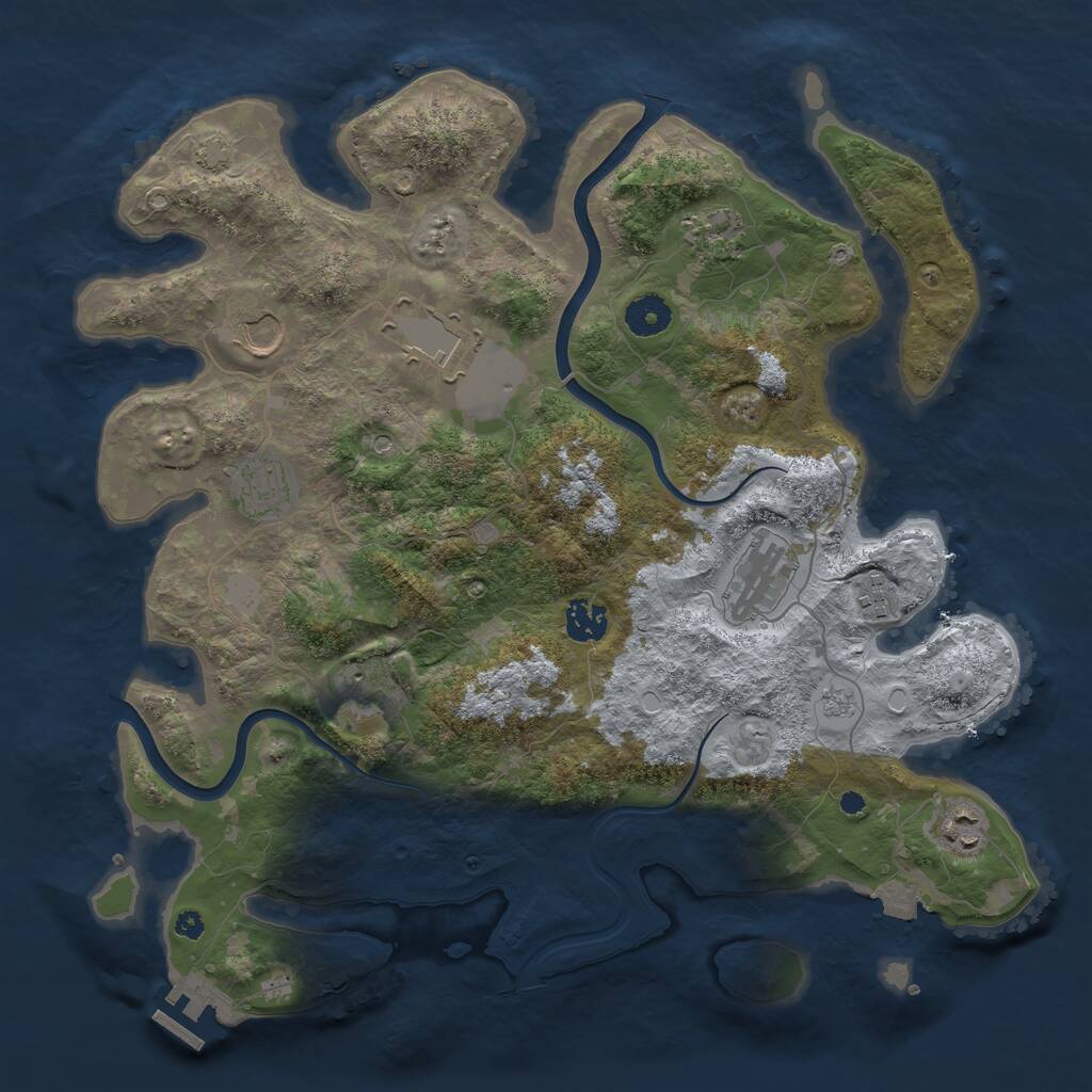 Rust Map: Procedural Map, Size: 3800, Seed: 46614998, 14 Monuments