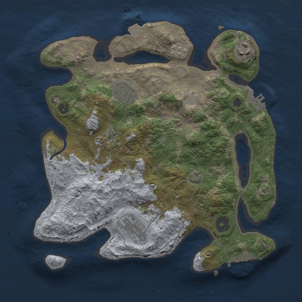 Rust Map: Procedural Map, Size: 3000, Seed: 1035400302, 12 Monuments
