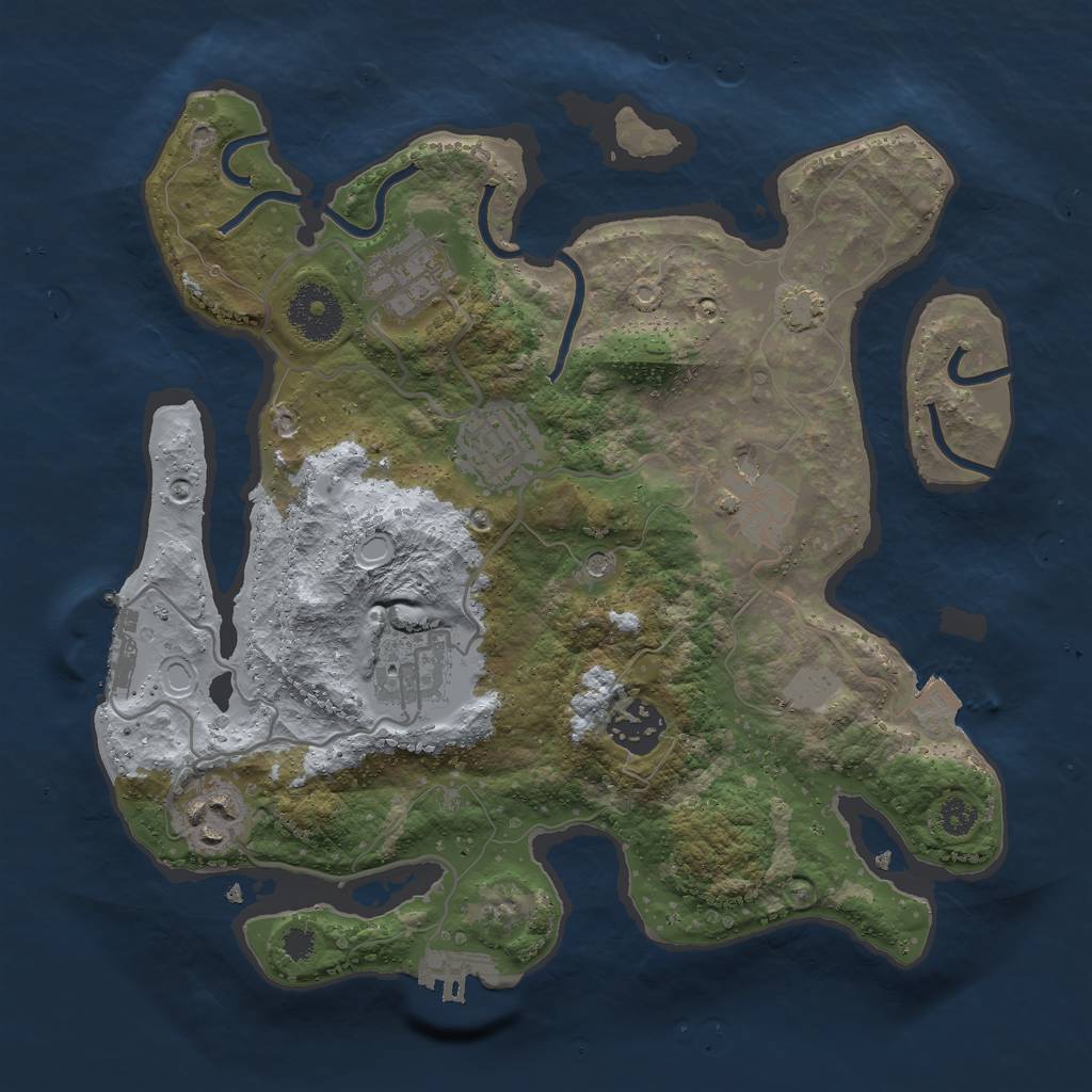 Rust Map: Procedural Map, Size: 3000, Seed: 9536, 13 Monuments