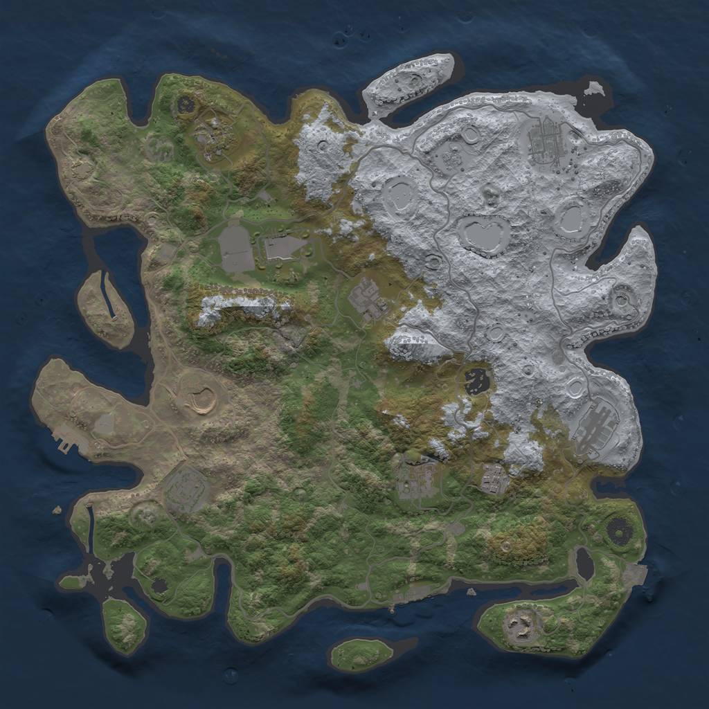 Rust Map: Procedural Map, Size: 4000, Seed: 135836, 19 Monuments