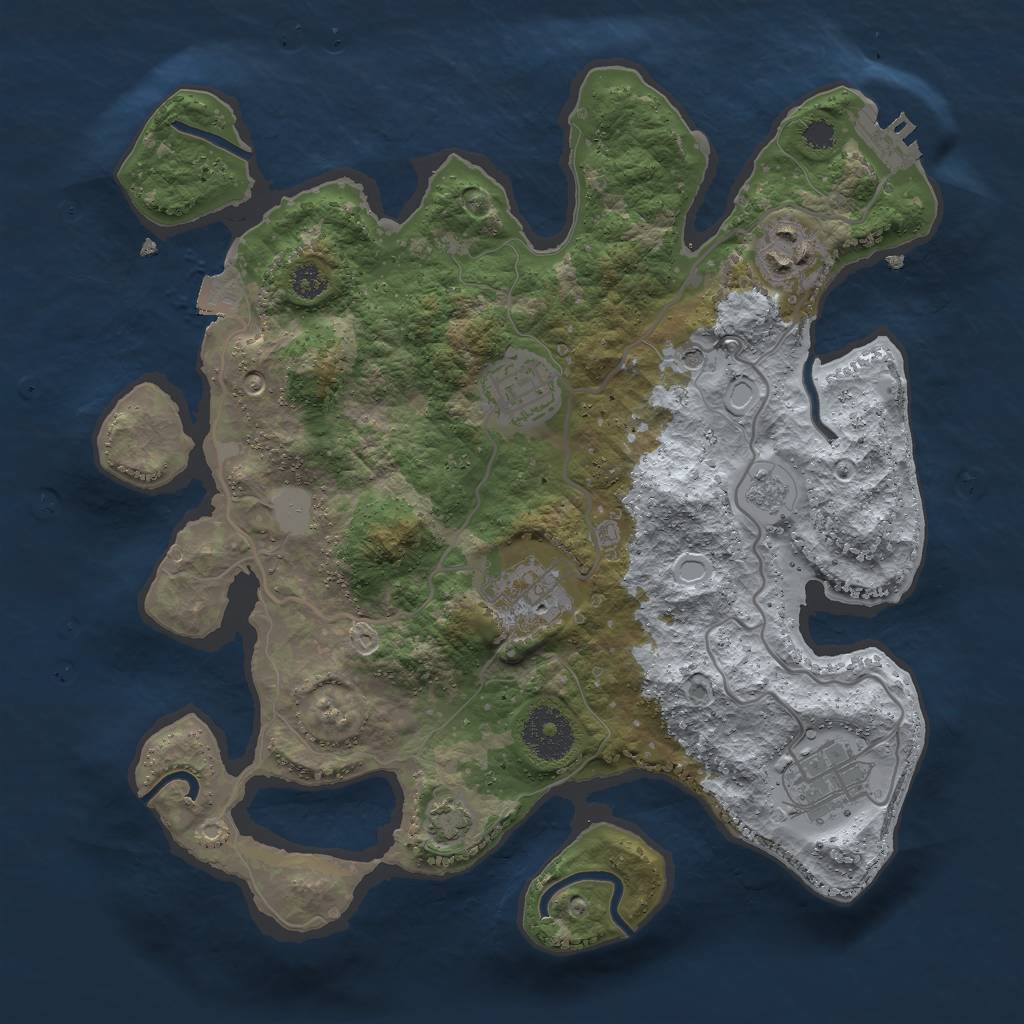 Rust Map: Procedural Map, Size: 3000, Seed: 91697, 11 Monuments