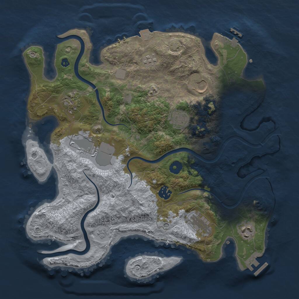 Rust Map: Procedural Map, Size: 3500, Seed: 1159140347, 14 Monuments