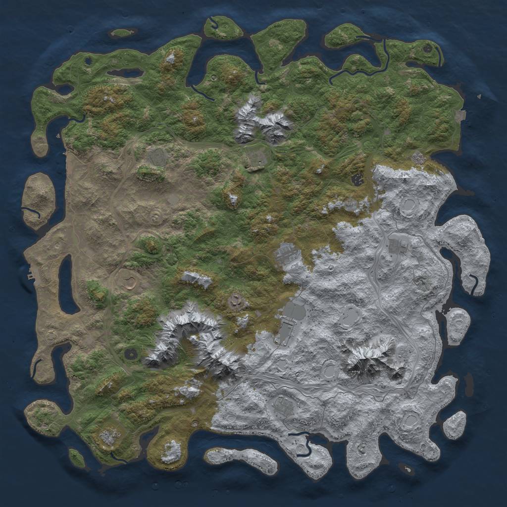 Rust Map: Procedural Map, Size: 6000, Seed: 523586154, 19 Monuments