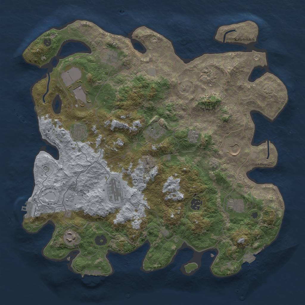 Rust Map: Procedural Map, Size: 4000, Seed: 2067936491, 19 Monuments