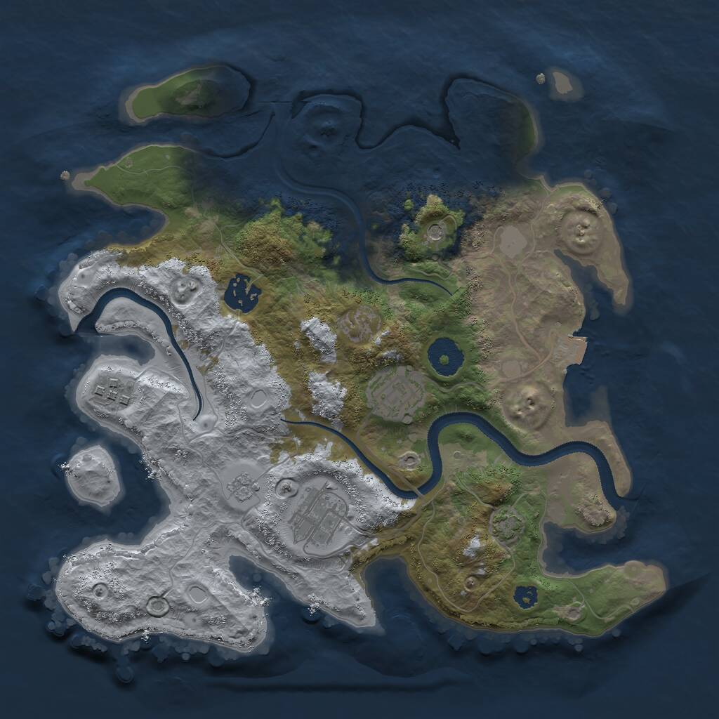 Rust Map: Procedural Map, Size: 3000, Seed: 85378, 8 Monuments