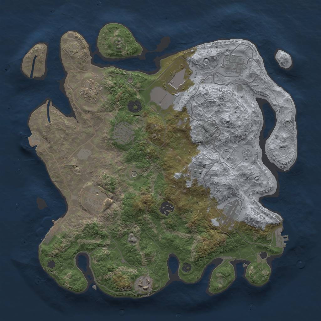 Rust Map: Procedural Map, Size: 3500, Seed: 895857486, 17 Monuments