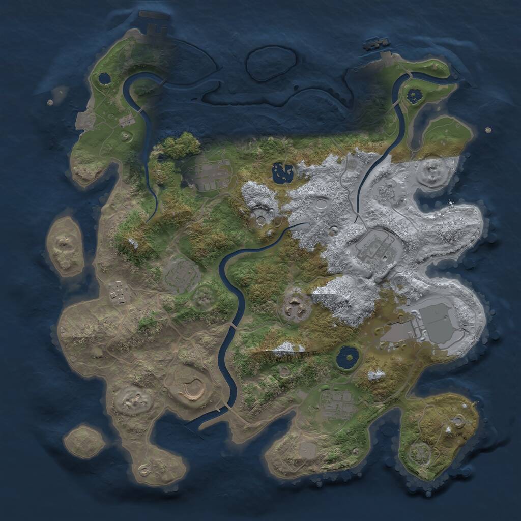 Rust Map: Procedural Map, Size: 3500, Seed: 691640219, 15 Monuments