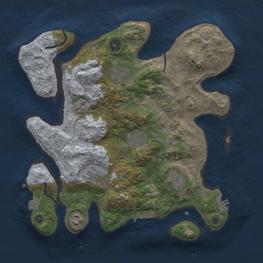 Rust Map: Procedural Map, Size: 3250, Seed: 225219415, 13 Monuments