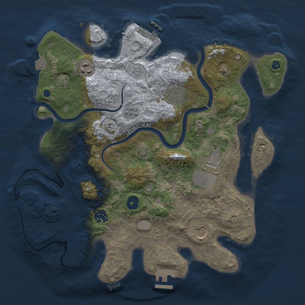 Rust Map: Procedural Map, Size: 3500, Seed: 270259370, 12 Monuments