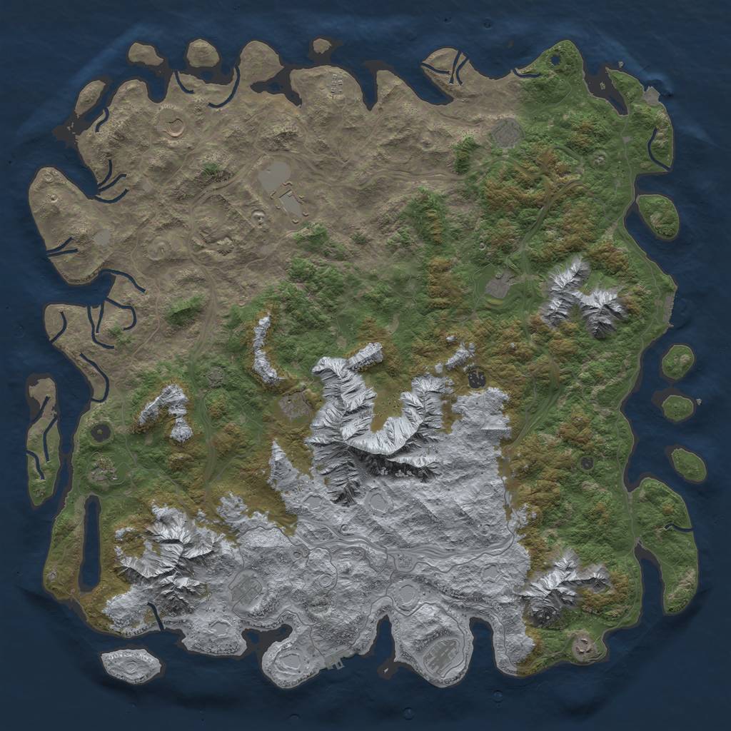 Rust Map: Procedural Map, Size: 6000, Seed: 777444, 19 Monuments