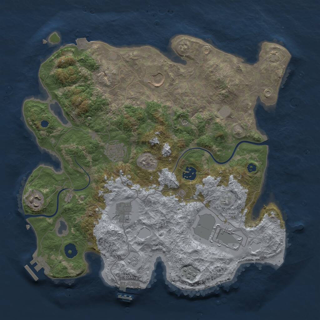 Rust Map: Procedural Map, Size: 3500, Seed: 1619697472, 13 Monuments