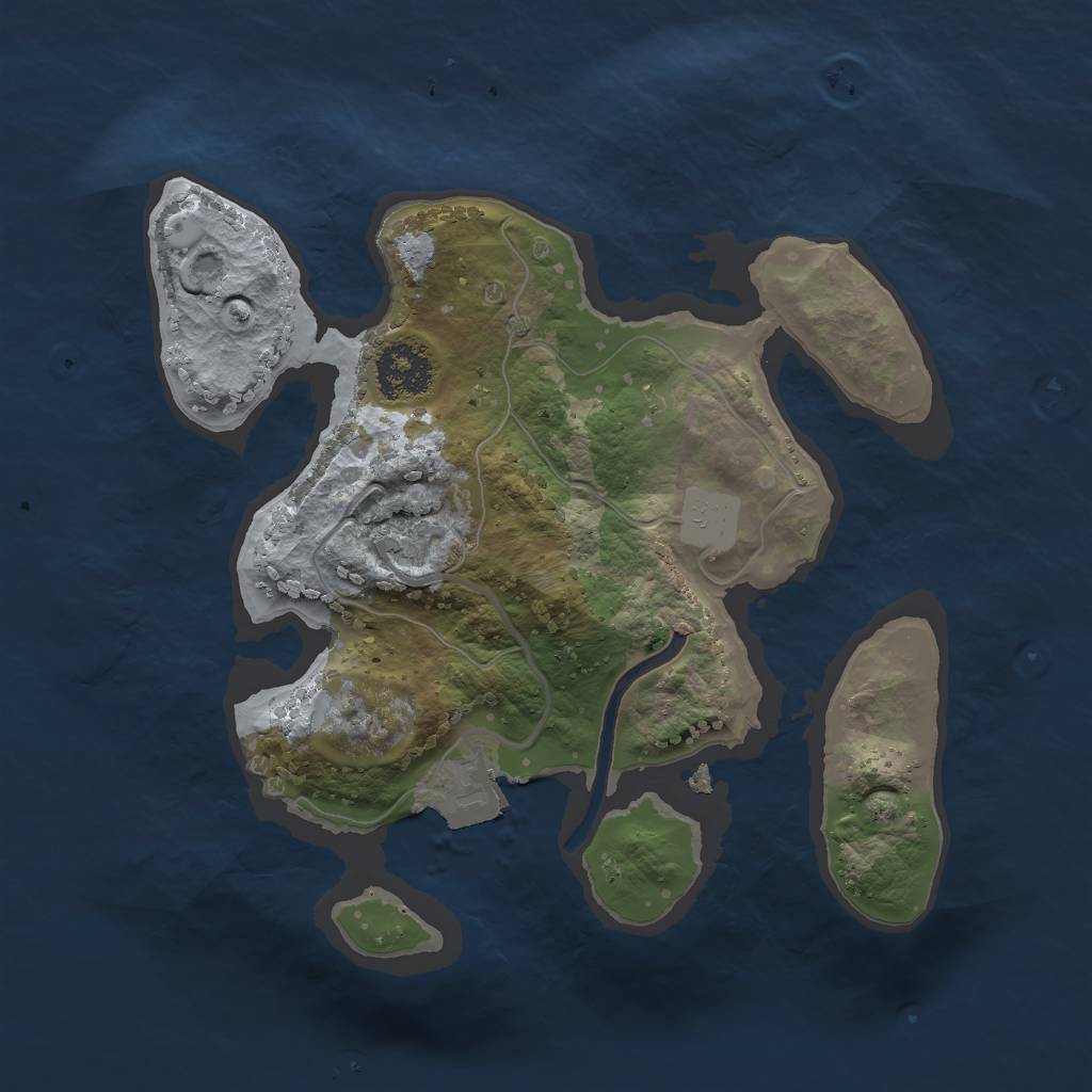 Rust Map: Procedural Map, Size: 2000, Seed: 24892015, 3 Monuments