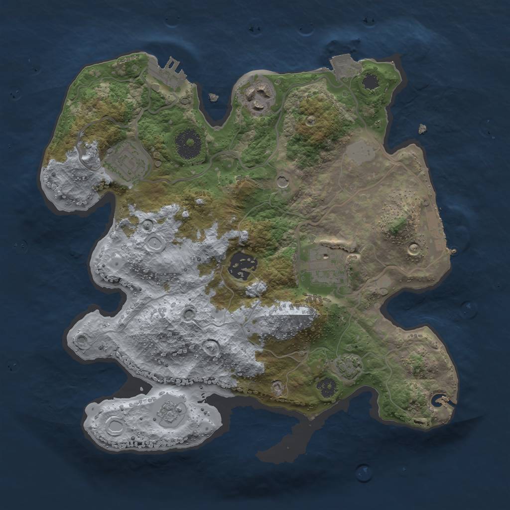Rust Map: Procedural Map, Size: 2750, Seed: 2058962937, 12 Monuments