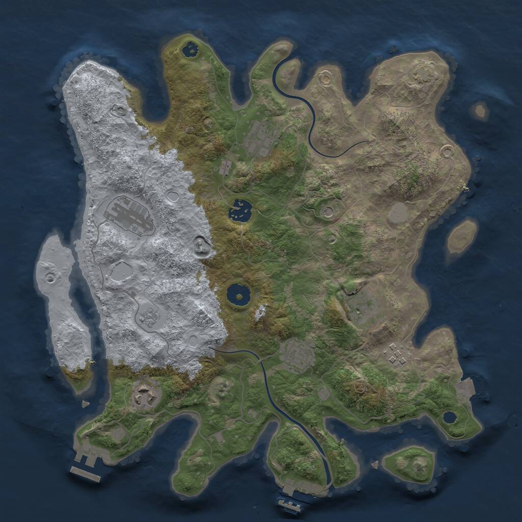 Rust Map: Procedural Map, Size: 3400, Seed: 69031690, 13 Monuments