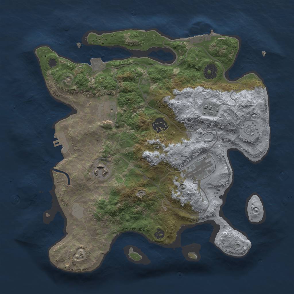 Rust Map: Procedural Map, Size: 3000, Seed: 69314, 11 Monuments