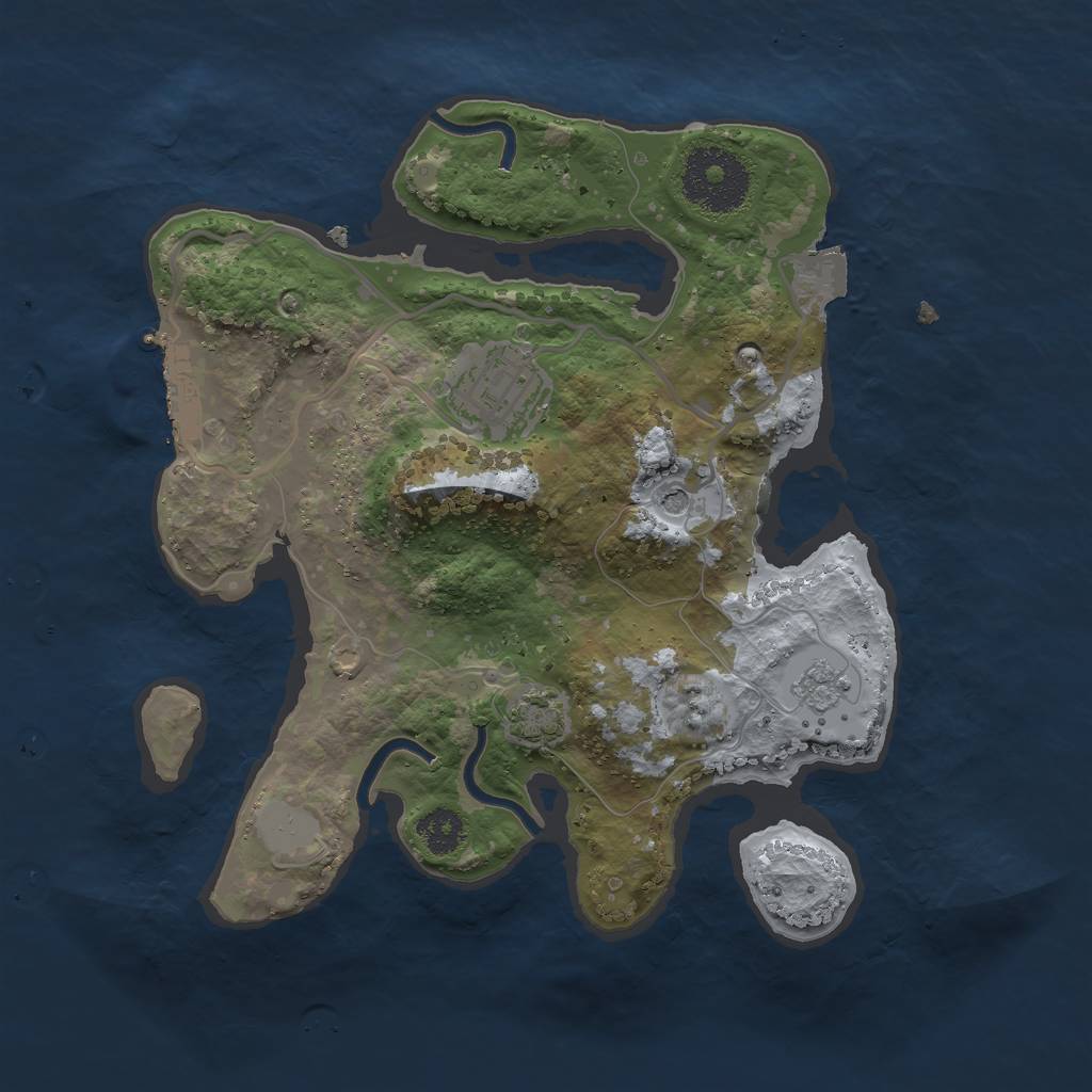 Rust Map: Procedural Map, Size: 2500, Seed: 361695049, 8 Monuments