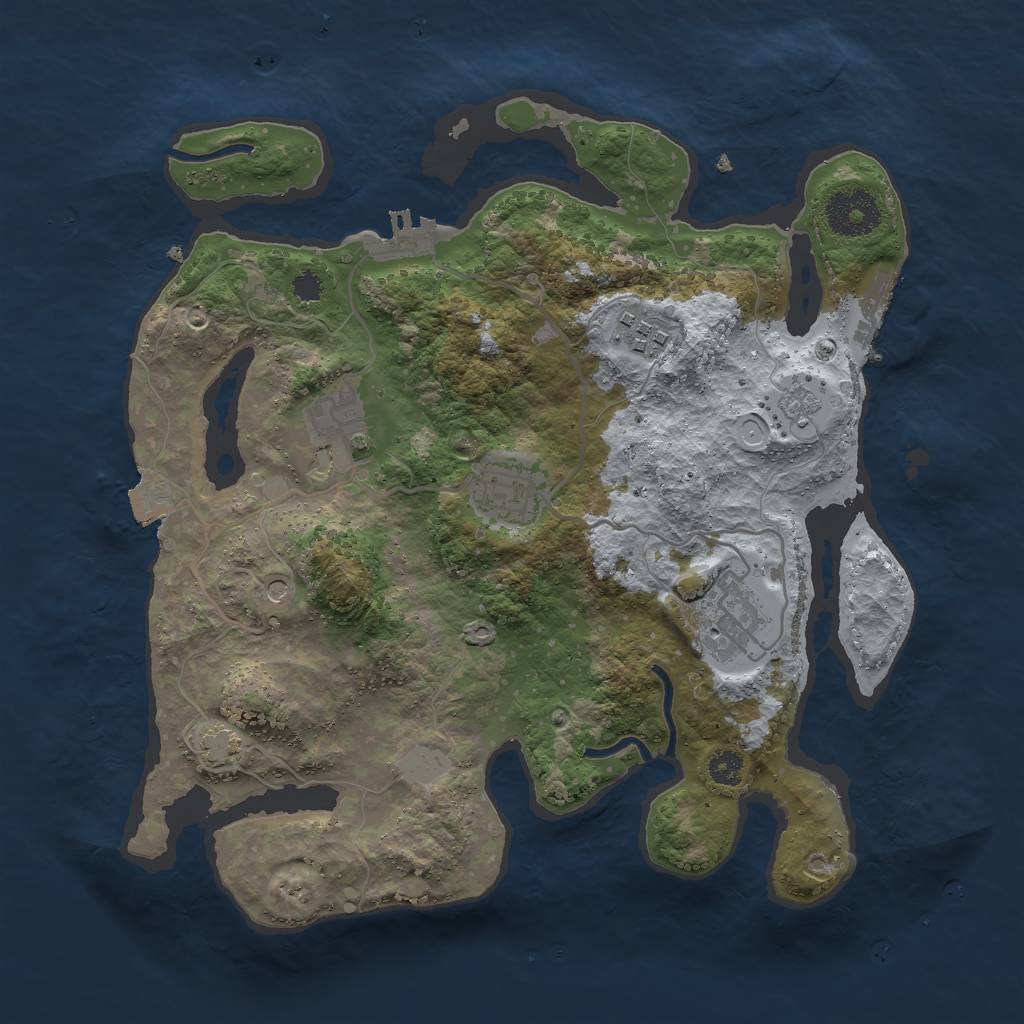 Rust Map: Procedural Map, Size: 3000, Seed: 122908818, 12 Monuments