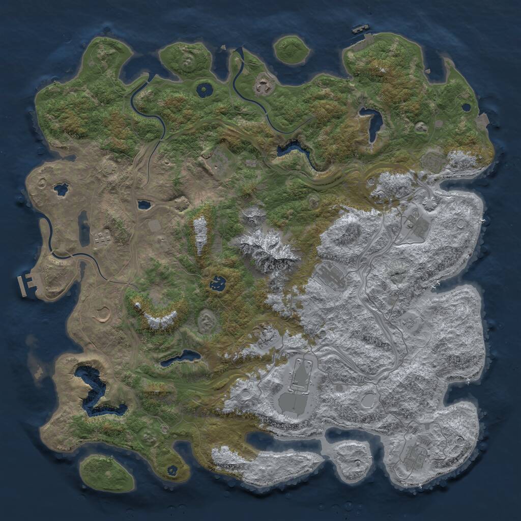 Rust Map: Procedural Map, Size: 5000, Seed: 132024, 17 Monuments