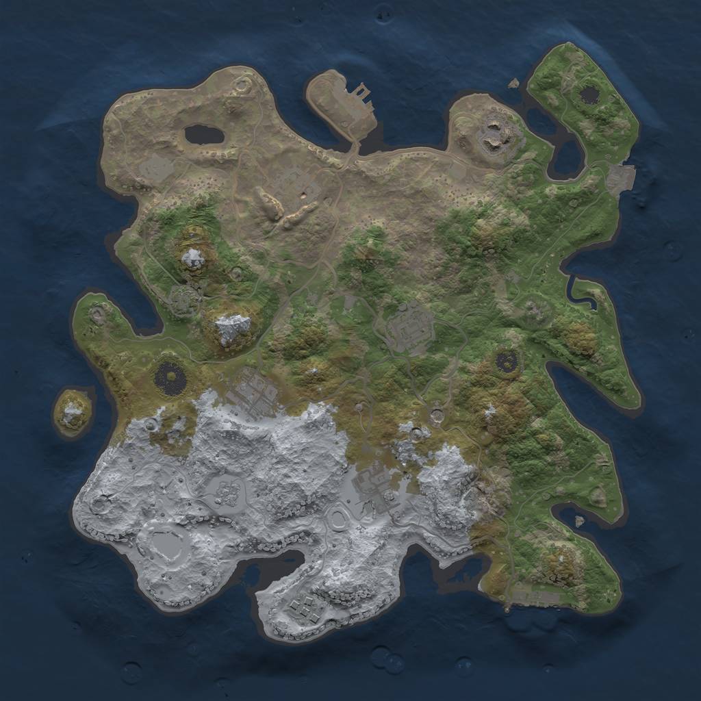 Rust Map: Procedural Map, Size: 3250, Seed: 1807623569, 14 Monuments